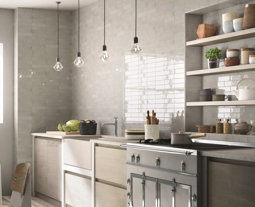 Ceramic tile backsplash cootage kitchen